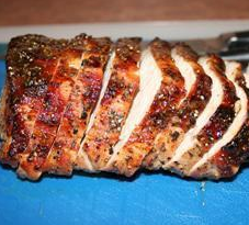 Krokante varkensrollade met honing en soja